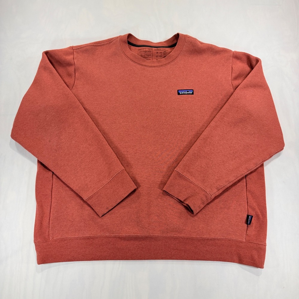 Patagonia Uprisal Crew Sweatshirt Mens L Orange Recycled Fleece P-6 Pullover